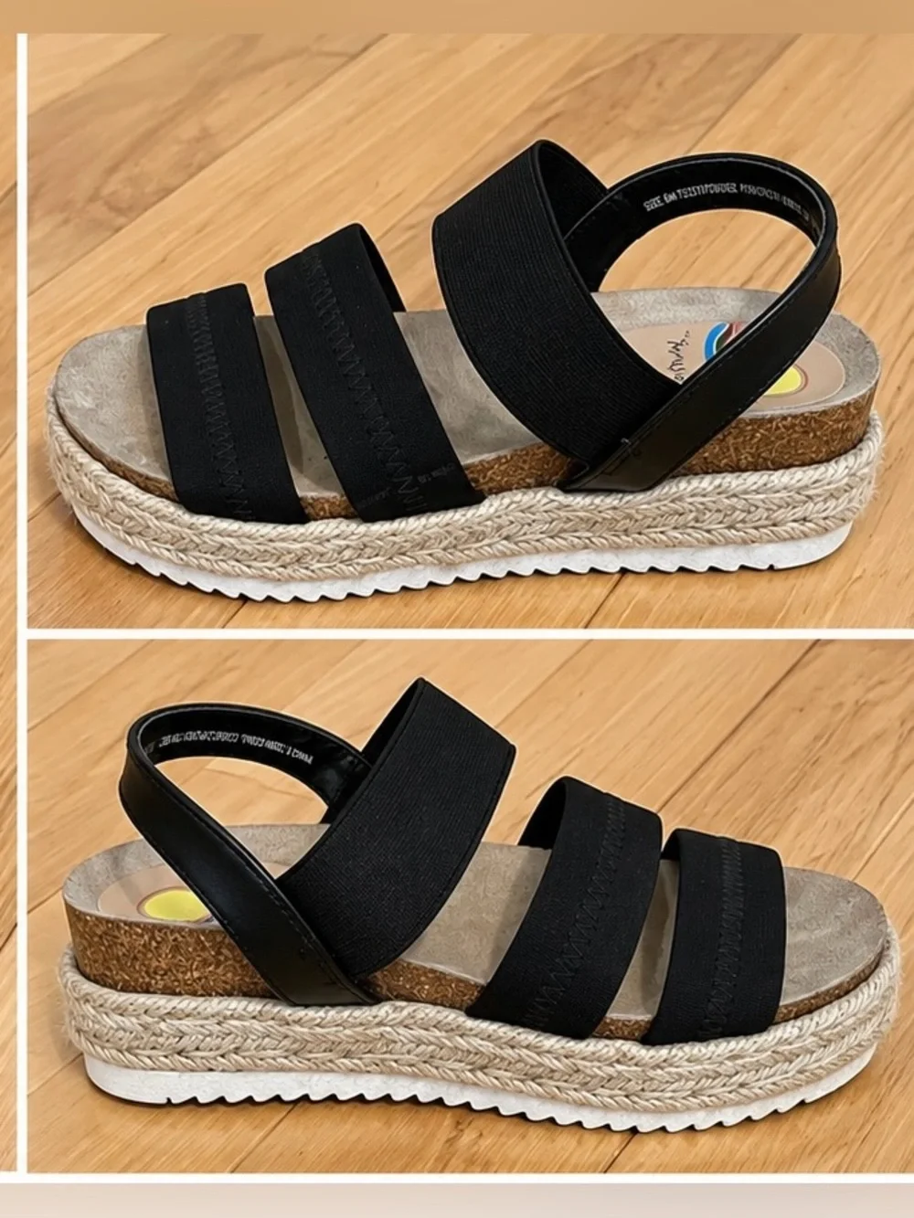 Maui Island Black Espadrille Platform Sandals Size 6